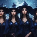 同じ姿の魔女が4人並んでいる